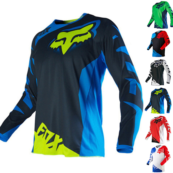 Herrarnas Långärmad Andningsbar Motocross Cykling Fotbollströja Jersey - Herrarnas Motorcykelkläder C-Blue 3XL