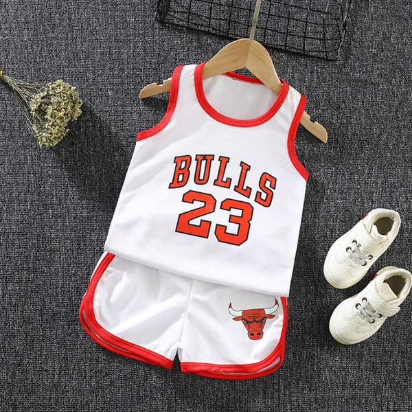 Basketbolltröja träningsdräkt kit tank top tröja + shorts set Blå Röd BULLS 23 36-48 Månader