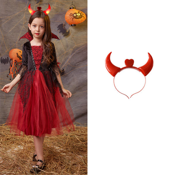 Flickvampyrkostym för flickor, prinsessmaskerad för Halloweenfest gilrs 120cm