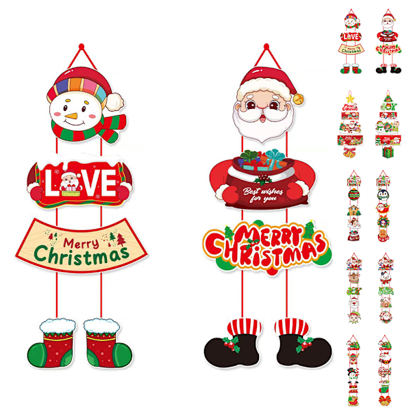 God Jul Banner Hängande Dörr Vägg Veranda Skylt Utomhus Hem XMAS Dekoration D