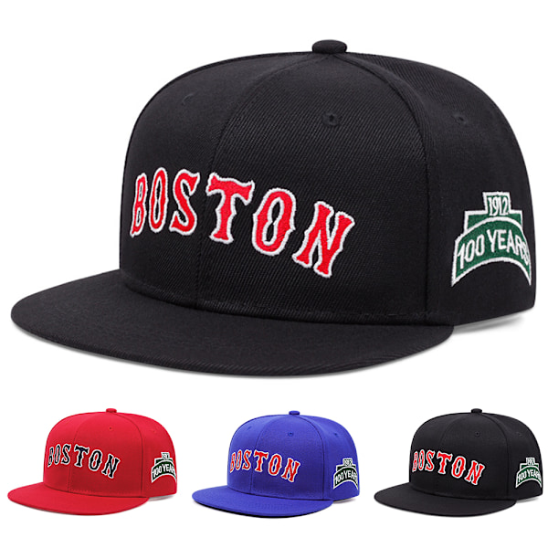 Basebollkeps med platt skärm för män och kvinnor - Boston Red Sox - Hip Hop - Broderad Blue