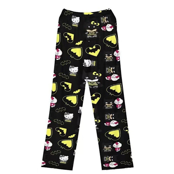 Anime Cartoon Pyjamasbyxor för Kvinnor och Flickor - Söta Katttryckta Loungebyxor för Sovkläder F 2XL