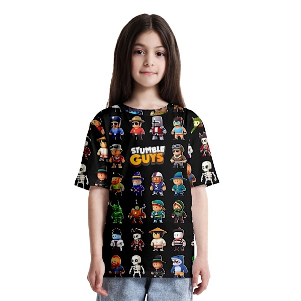 Kids Stumble Guys 3D-tryckt kortärmad T-shirt Casual sommar Cosplay Tee Tops C 150cm