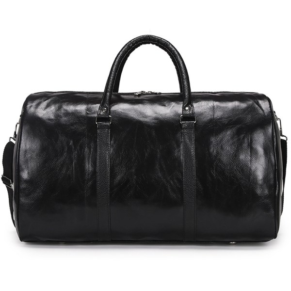 Män Pu Läder Duffle Weekend Bag Bagage Resehandväska Black 3 cm
