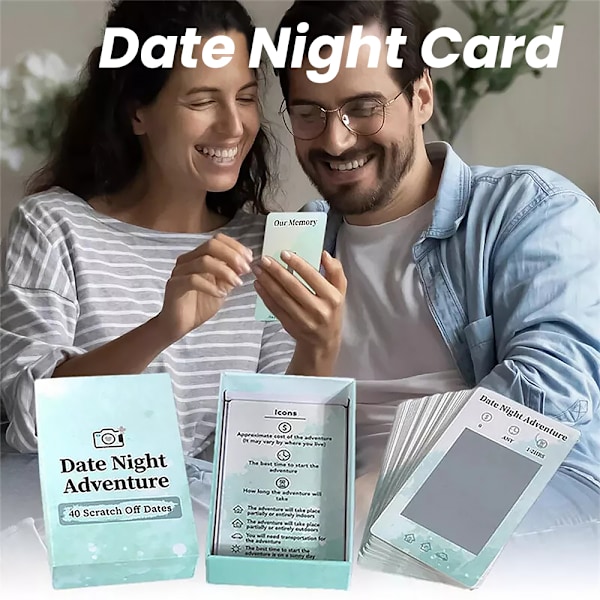 Date Night Äventyrs-Kortspel för Par - 40 Skraplotter med Datumidéer