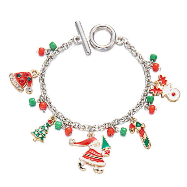 Jul armband Claus Jul Kvinnor Smycken Pärlor Charm Santa Jul C