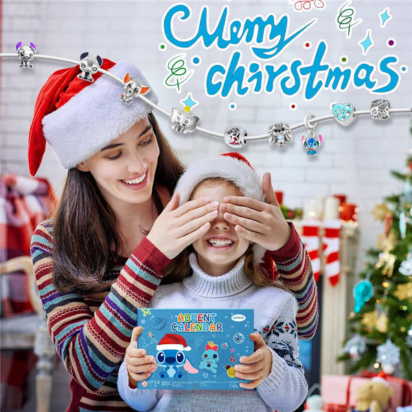 Julgåva Xmas Blind Box Barnens Sticka Armband Kit Advent Bärbar 24 Rutor Diy