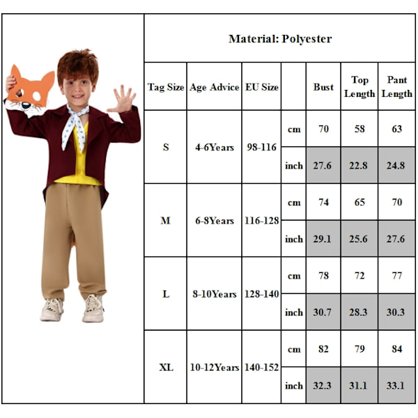 Smiffys Kostym Fantastiska Mr Räv Mask för Världsbokdagen 4-12 År Roald Dahl Pojkar Barn Halloween Kläder L