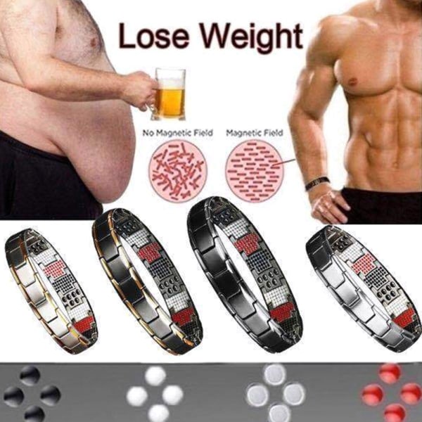 Mäns magnetiska viktminskningsarmbandsterapi Hälsosam viktminskning silver