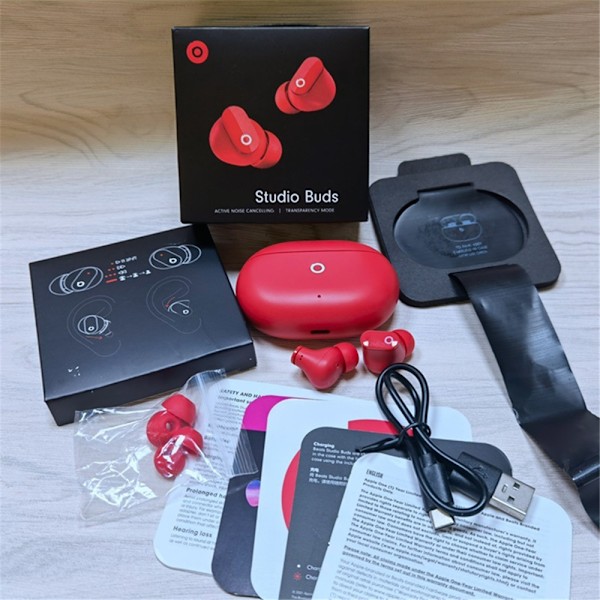 Studio Buds Trådlösa brusreducerande hörlurar Bluetooth-hörlurar Ljudkvalitet Headset Musik Sport Löpning Headset Red