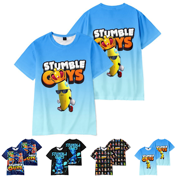 Kids Stumble Guys 3D-tryckt kortärmad T-shirt Casual sommar Cosplay Tee Tops A 150cm