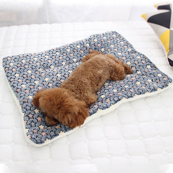 Husdjur Vinter Hemfilt Katt Hund Madrass Kennel Bur Mat Blue and white star 89*68cm