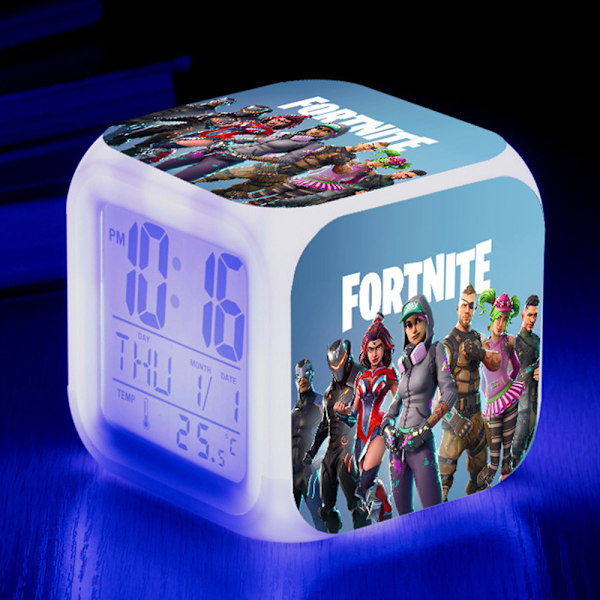 F-ortnite spel 7 färger skiftande nattljus väckarklocka heminredning barnleksak present C