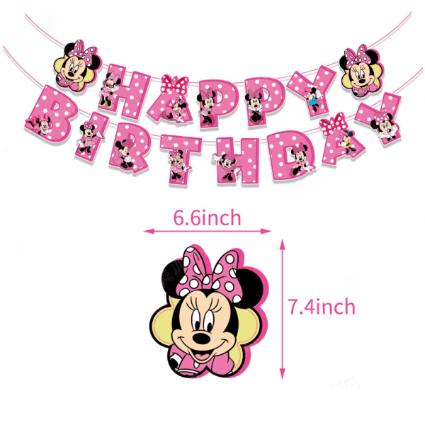 Minnie Mouse rosa tema Grattis på födelsedagen dekorationer set för barn