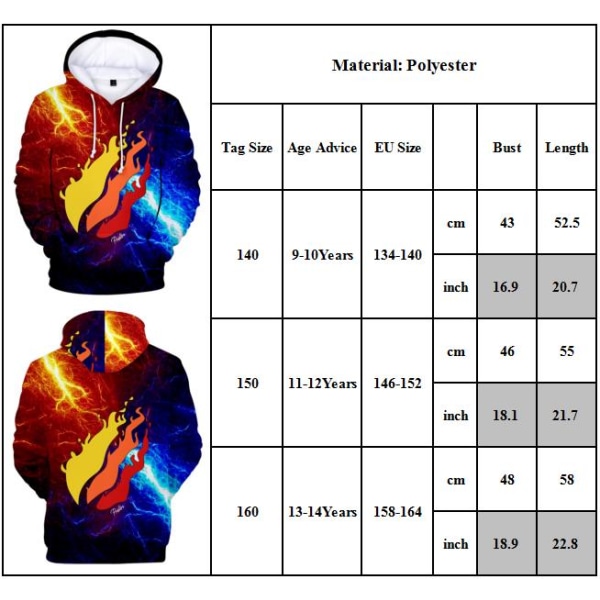 Kids Prestonplayz Flame Hoodies Sweatshirt Pullover Casual Top 160cm