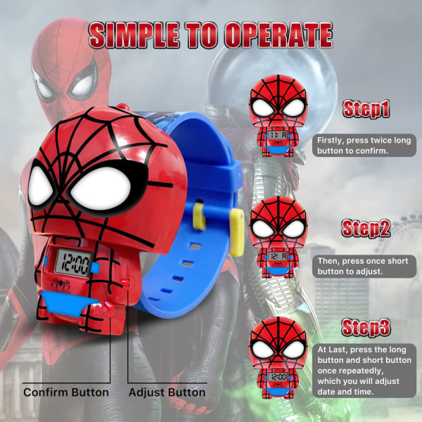 Barn Superhjälte Armbandsur Retractable Rem Spider-Man