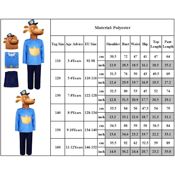 Barn Pojkar Flickor Dog Man Tecknad Världsbokdagen Kostym Party Maskerad Presenter A 130cm