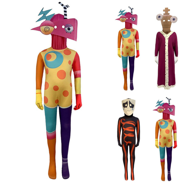 The Amazing Digital Circus Kids Cosplay Jumpsuit + Mask Fancy kostym Halloween Jin Ge 150cm