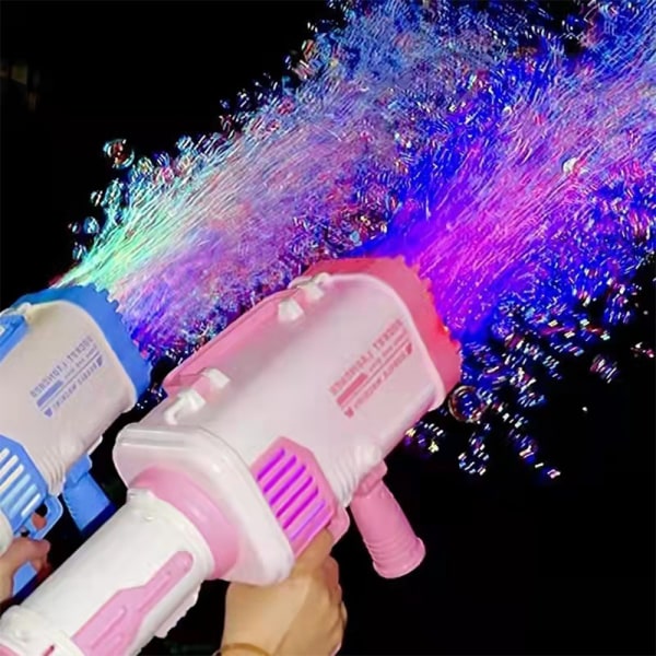 Bubble Gun Gatling Machine med ljus & 69 hål Pink