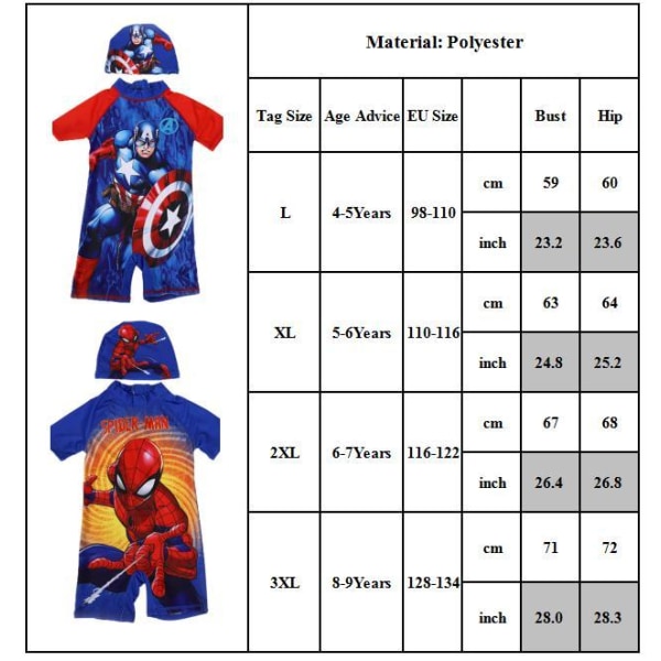 Character Spiderman Kids Baddräkt UV Sunsafe Sunsuit Badkläder Mickey Mouse 6-7 Years = EU 116-122