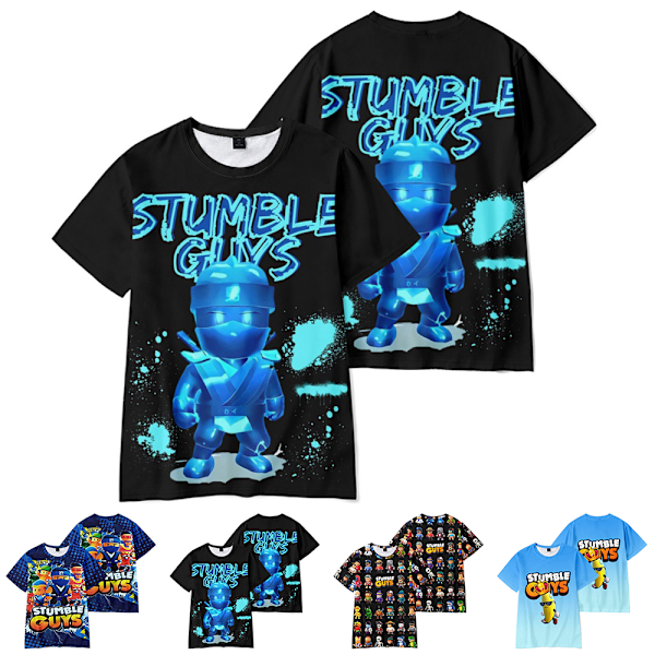 Barn Stumble Guys 3D-tryckt kortärmad T-shirt Casual sommar Cosplay Tee Tops D 150cm