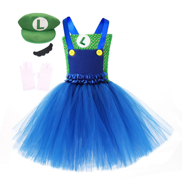 Super Mario-kostymklänning Flickor Prinsessklänning Performanceklänning green M