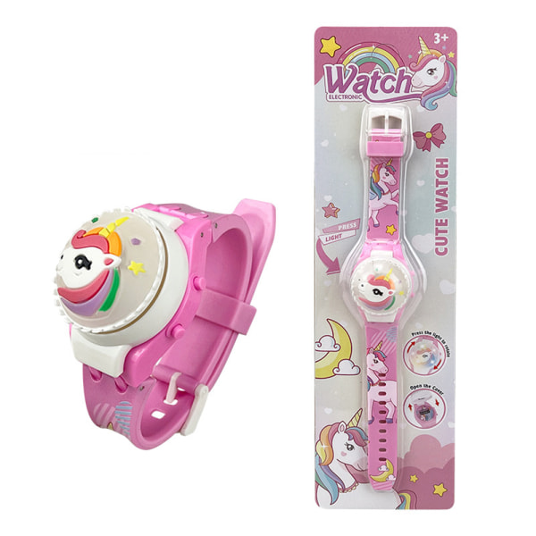 Cartoon Kids Roterande Flip Cover Gyro Light Watch Toy Characters Gift Unicorn