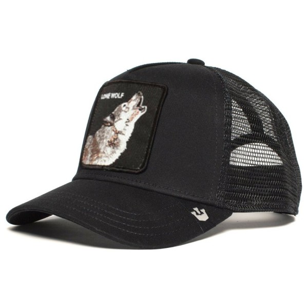 Män Kvinnor Animal Mesh Baseball Cap Justerbar Snapback Sport Peaked Sun Hat Lone Wolf+Black