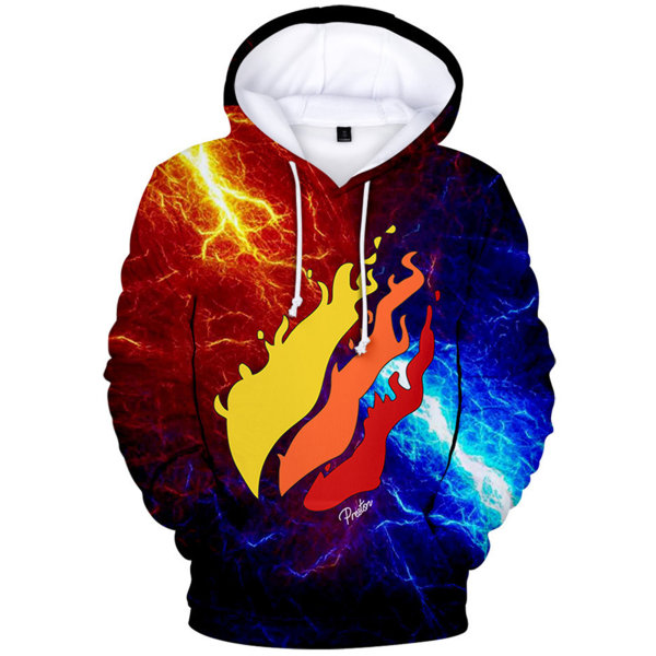 Kids Prestonplayz Flame Hoodies Sweatshirt Pullover Casual Top 160cm