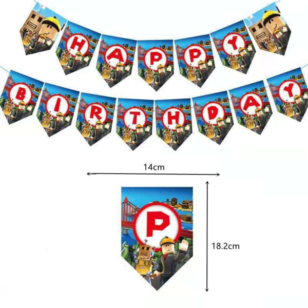Grattis på födelsedagen Banner hängande dekorationer Ballonger Cake Topper Färgrik Roblox
