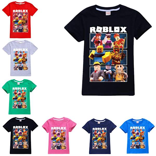 Roblox Pojkar Flickor T-shirts Söta Grafiska Tecknade Tryck Rund Hals Roliga Kortärmade T-shirts Vardaglig Vår Sommar Tröja För Barn Green 130cm
