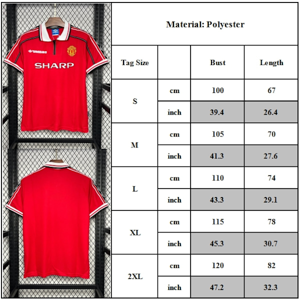 MANCHESTER UNITED 1998 - 1999 HEMMATRÖJA Vuxen Vintage Klassisk Fotbollströja S