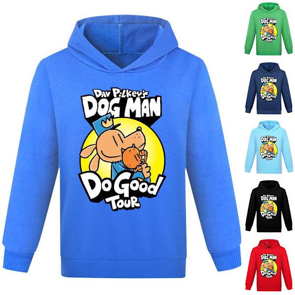Barn Tecknad Hund Man Dogman Hoodie Tröja T-shirts Toppar Pojkar Flickor Gåva Red 140cm