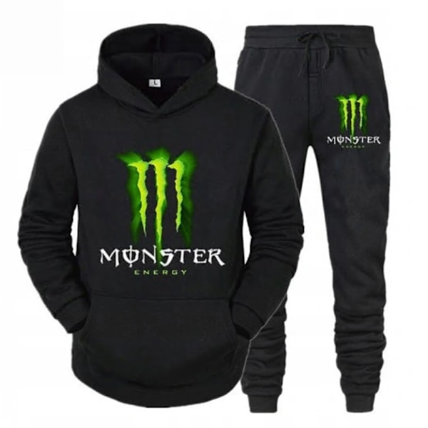 Män Herr Tracksuit Långärmad Huvtröja Och Byxor Hoodie Sweatshirt Outfit Set Black M