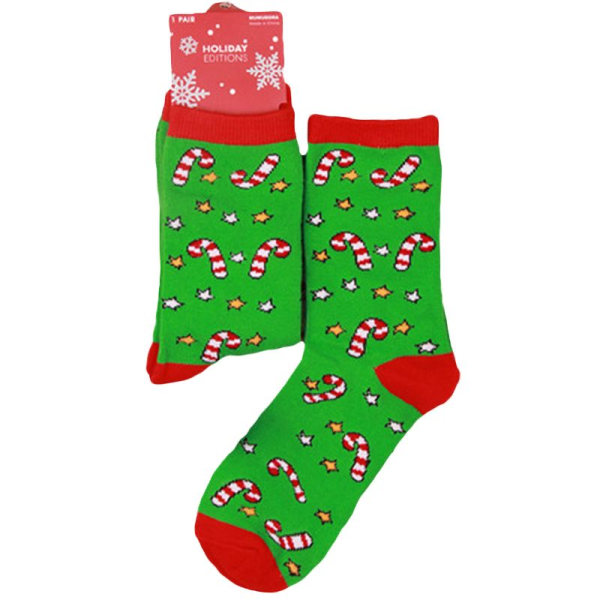 Damstrumpor med jultomte och älgmönster Red White