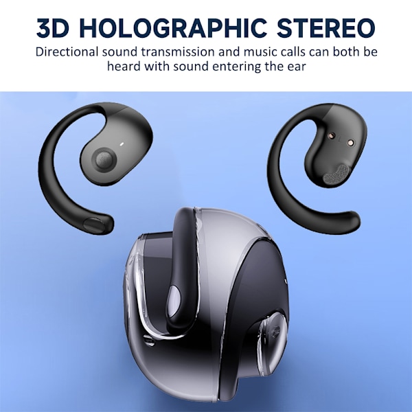 Bluetooth Open-Ear Hörlurar Ergonomiska Hörlurar Öronkrok Trådlösa Stereo Öronproppar Black