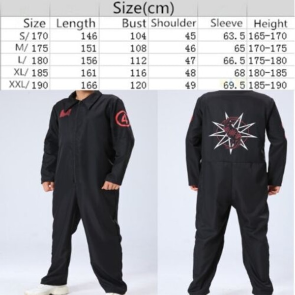 Herr Slipknot Cosplay kostym Lös Jumpsuit Halloween Bodysuit XL