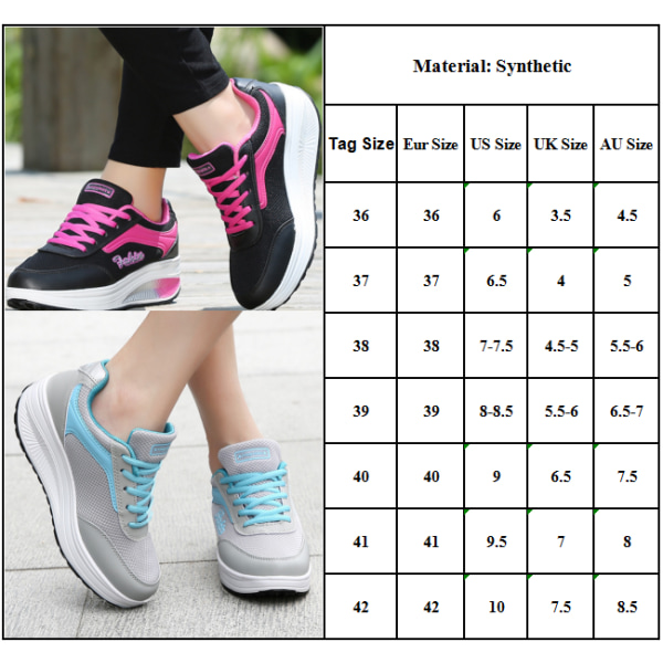 Sneakersnören för damer för tränare Sportlöpning Bekväma skor Grey-Pink 36