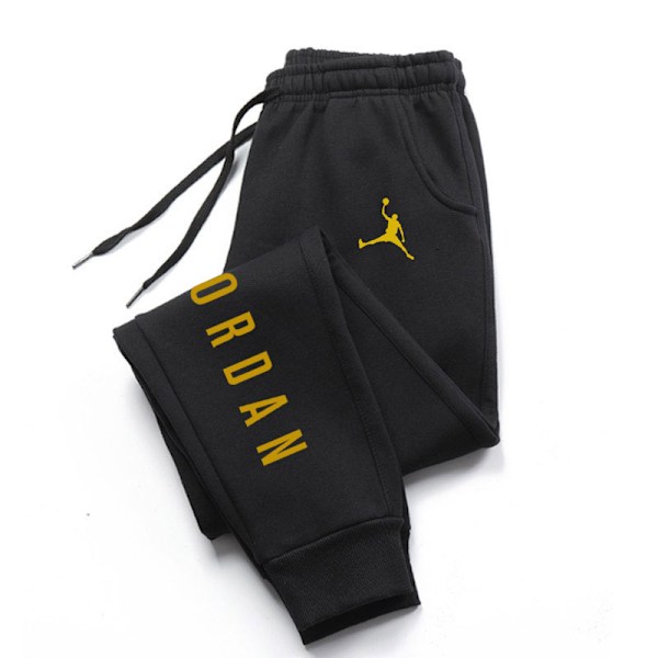 Mäns Casual Lösa Sweatpants Yoga Jogging Gym Träning Byxor Sweatpants Black Yellow M