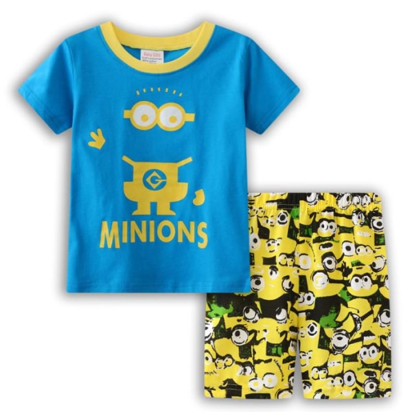 Barn Cartoon Minions Tryck Pyjamas Kortärmad T-shirt Shorts Outfit Set C 4 Years / EU 98