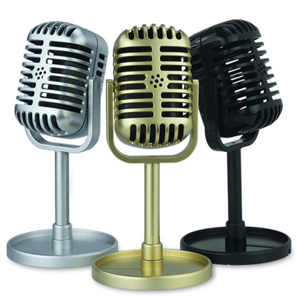 Mikrofon modell rekvisita prydnad vintage stil dekor silvery