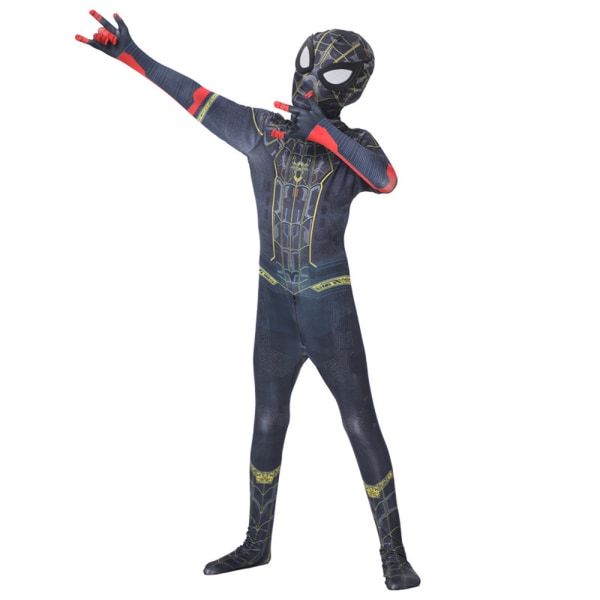 Spider-Man 3: No Way Home Cosplay-dräkt Barn Superhjälte Jumpsuit Black and Gold Spiderman 11-12Years = EU146-152