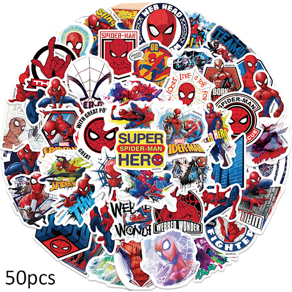 50 st Spiderman klistermärke pack DIY dekal vattentäta klistermärken skate bärbar dekoration 50PCS