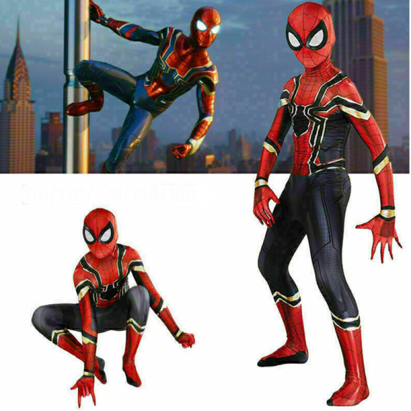 Kids Avengers Iron Spiderman Superhjälte Cosplay Jumpsuit Iron Spiderman 4-5Years = EU98-110