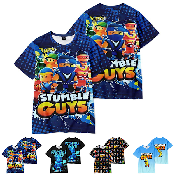 Barn Stumble Guys 3D-tryckt kortärmad T-shirt Casual sommar Cosplay Tee Tops C 130cm
