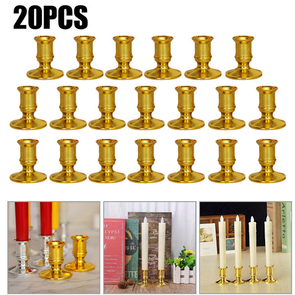 20 st pelare ljusbas elektronisk avsmalnande ljusstativ bas Gold 20PCS