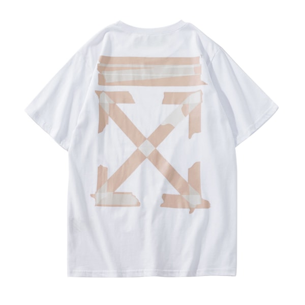 Sommar Unisex OFF WHITE OW Graffiti Arrow Print Kortärmad Tee Toppar Casual T-shirts White M