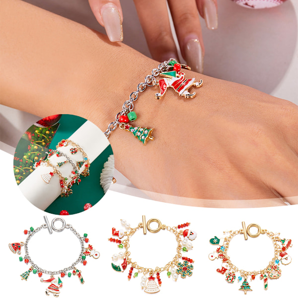 Jul armband Claus Jul Kvinnor Smycken Pärlor Charm Santa Jul C