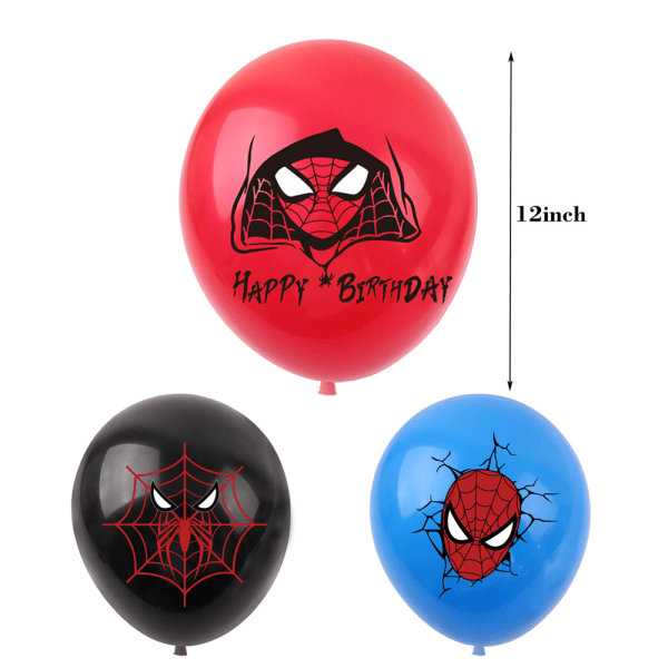 Barn Grattis på födelsedagen dekorationer Set Banner Ballonger Cake Toppers Spiderman 44st Set