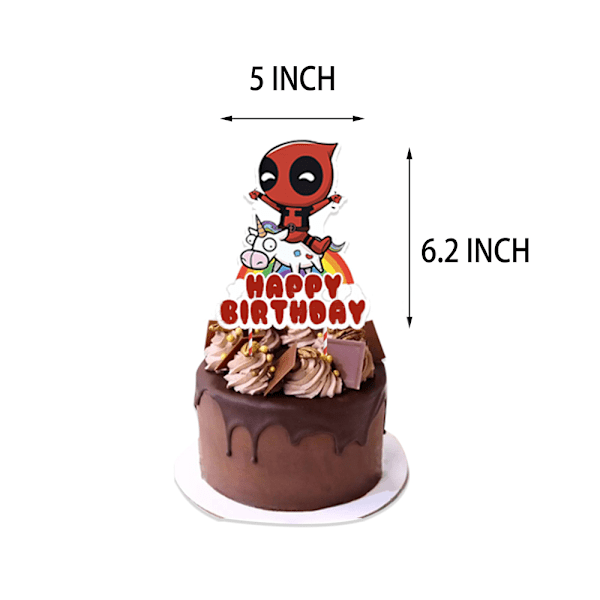 Deadpool tema Grattis på födelsedagen festdekoration Banner Ballonger Tårta Topper Tillbehör Kit